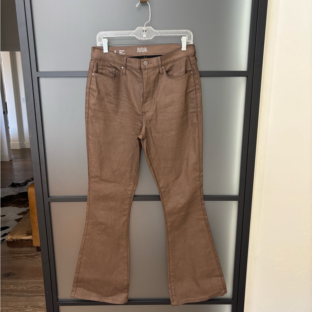 a.n.a High-Rise Flare Jeans in Rich Brown